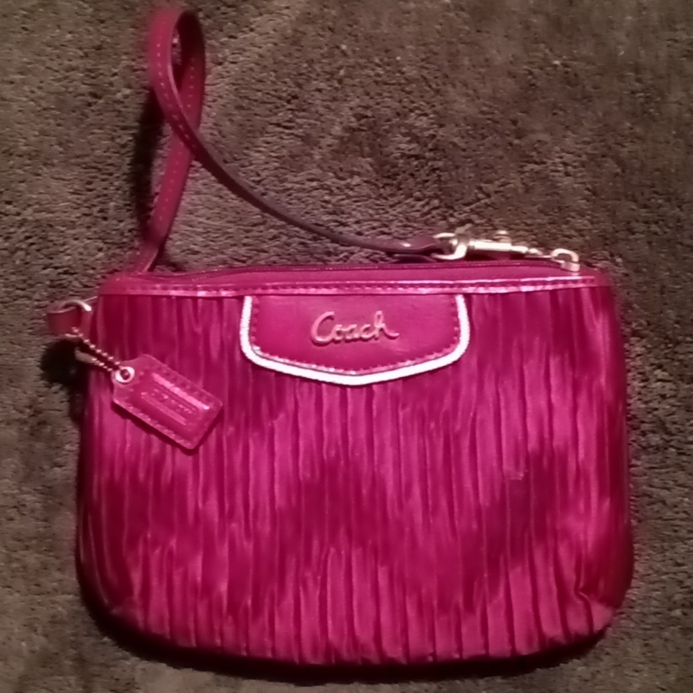 Coach Maroon Wristlet with Strap